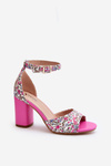 Sandały W Kwiaty Na Słupku Fuksja Vitamella GG-127