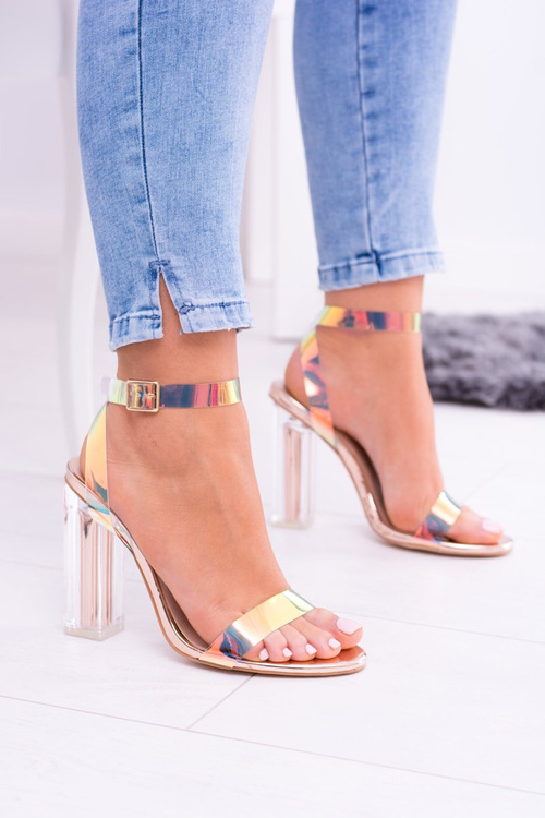 Lu Boo Transparent Sandals Golden Pink Mirage
