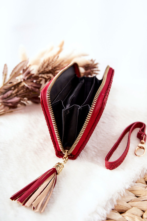 Quilted Wallet with Tassel Red