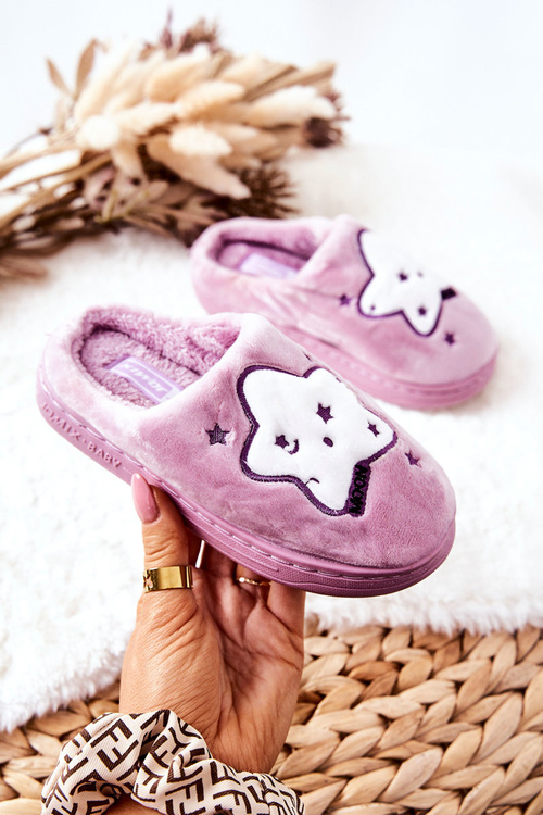Children's Padded Slippers Stars Purple Nelli