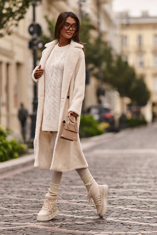 Women's Snow Boots on Platform Light Beige Ahatissa