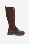 Laced Boots With Elastic Shaft Brown Vamilena