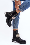 Lined Women's Work Boots Decorated Black Venizi