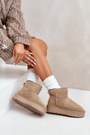 Women's Suede Snow Boots on Platform Above Ankle Beige Rianaella
