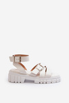 Women's White Eco Leather Strap Sandals Eladira