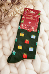 Men's Cotton Christmas Socks Dark Green Patterns