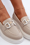 Beige Women's Leather Platform Moccasins S.Barski LR720