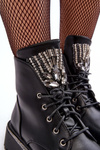 Workery Botki Niskie Biżuteryjna Ozdoba Czarne Melenope NC1310