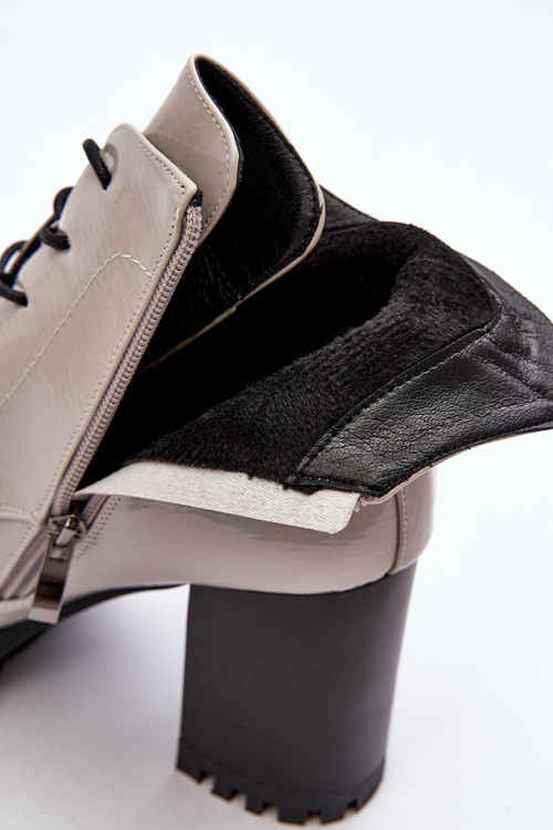 Lacquered Heel Boots with Insulation Light Grey SBarski MR870-54