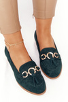 Elegant Women's Loafers Vinceza 10585 Suede Green