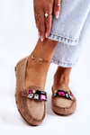 Women's suede loafers with decorations Beige Janetta