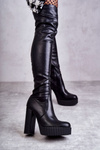 Leather High Boots On Platform Black Katrina