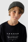 Long Sleeve T-Shirt For Boy With Print Regular 4F 4FJWAW24TLONM294-20S Black