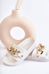 Children's Rubber Slippers With A Decorative Chain White Suzie