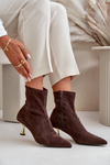 Women's Stiletto Boots Eco Suede With Pointed Toes Brown Irithare