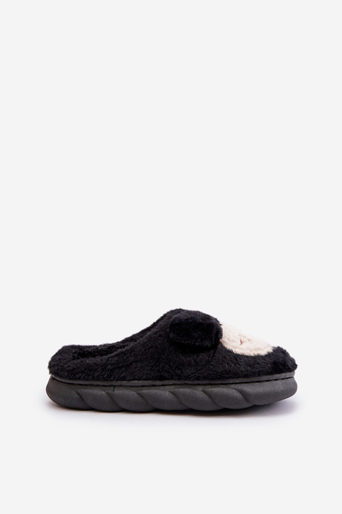 Kapcie Futrzane Damskie Ciepłe Czarne Jozelinetta