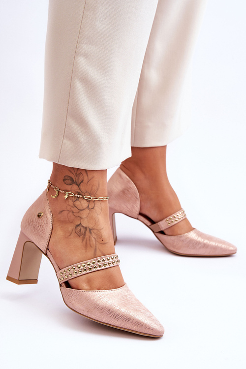 Leather Pumps With Belt Maciejka 05950-33 Pink