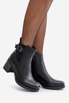 Warm Heeled Boots Eco Leather With Buckle Black Eriliana