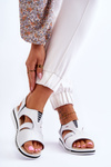 Leather Slip-on Sandals White Regio