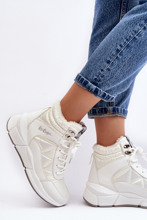 Women's Quilted Platform Boots Lee Cooper LCJ-23-44-1983L White