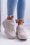 Sports Women's Shoes Airy Fabric Beige Thai