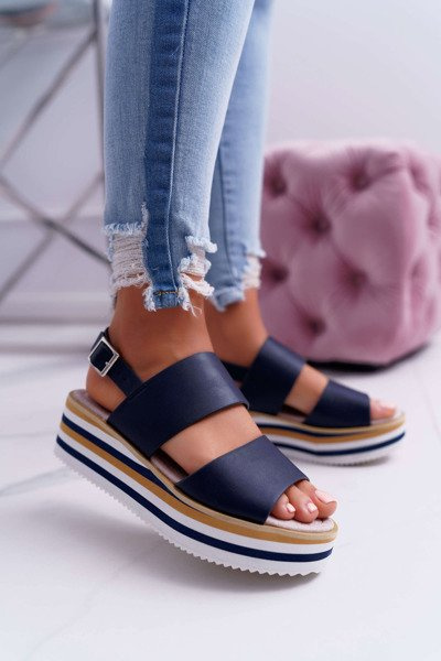 Women's Platform Sandals Navy Blue Aurera