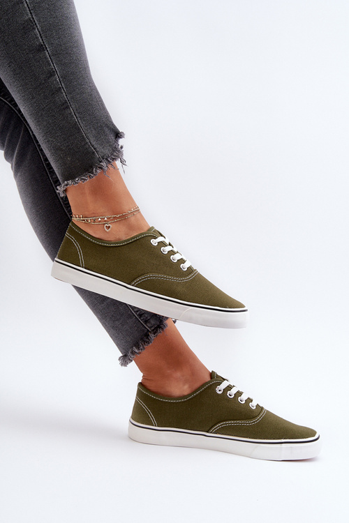 Women's Classic Dark Green Canvas Sneakers Olvali