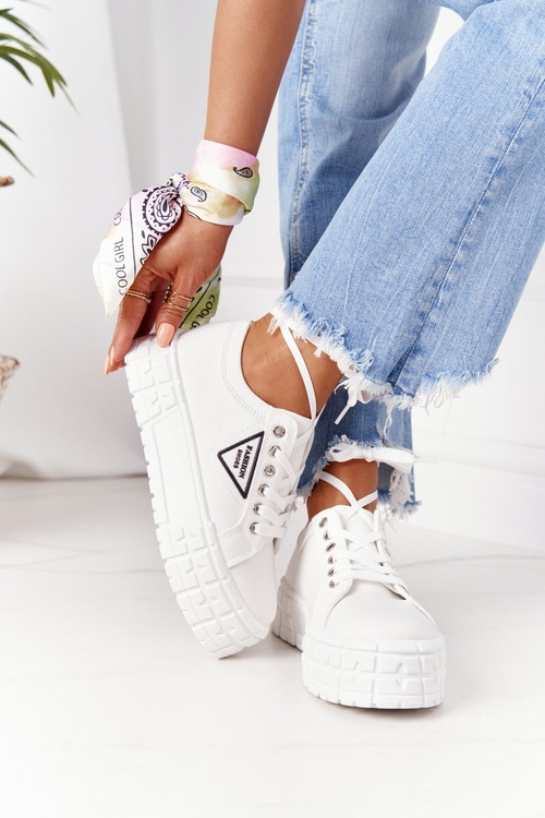 Damskie Tenisówki Na Platformie Białe Big City Life