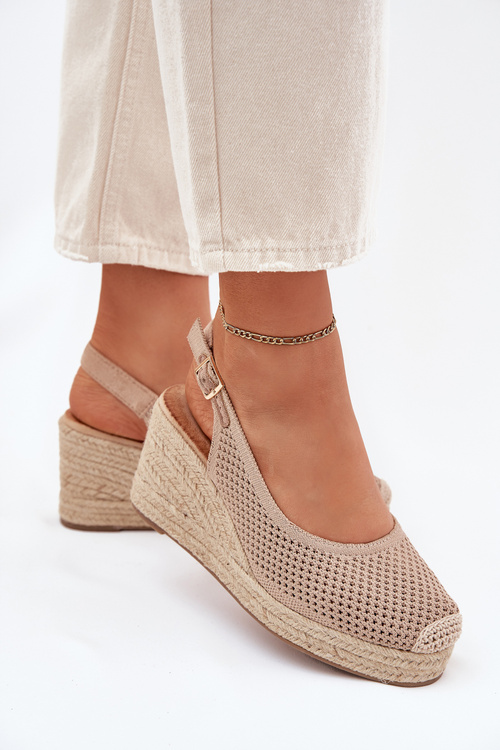 Wedge Sandals For Women With Braiding Dark Beige Tulliata