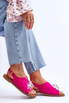 Women's Suede Sandals With Stones Fuchsia Mersea