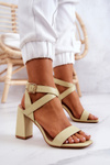 Elegant Sandals On A Block Heel Pastel Green Michele