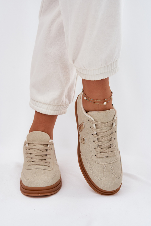 Eko Zamszowe Niskie Sneakersy Beżowe Micca