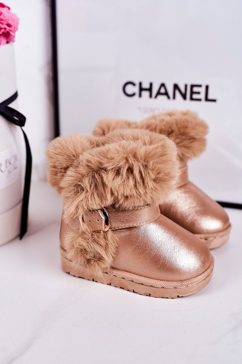 Warm Children's Snow Boots With Fur Rose Gold JellyBeans