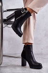Leather Boots On High Heels With A Decorative Zipper Black Rosita