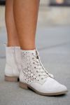 Boots With Perforated Pattern With Zip Light Beige Serfina