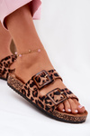 Ladies Slippers With Clear On Cork Sole Leopard Brown Sercele