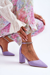 Suede Pumps with Rhinestones Violet Diamond 