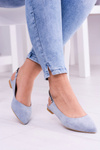 Lu Boo Blue Suede Ballerinas Pointed Zirconia Ballerinas Macron