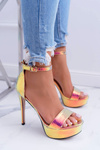 Women's Stiletto Platform Pumps Petrol Gold ShakeIt