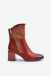 Warm Ladies Heeled Booties Brown Relabina
