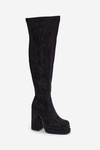 Knee High Heeled And Platform Boots Black Nadelian