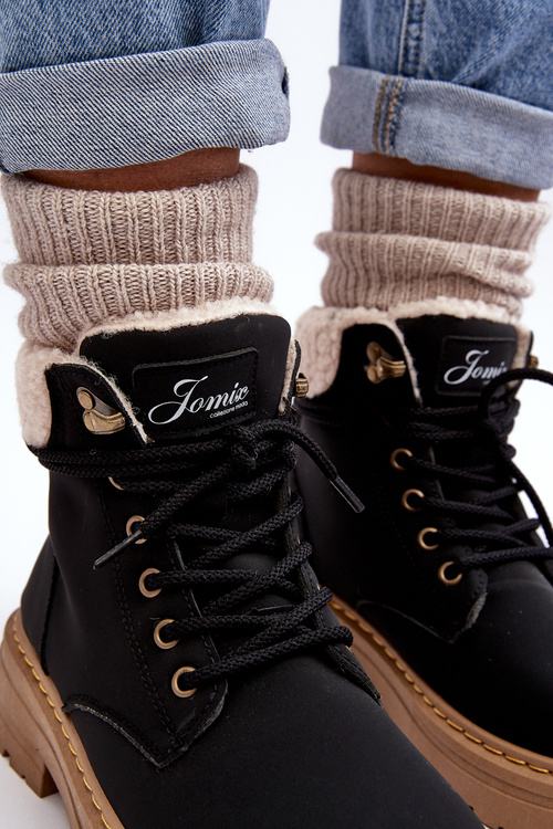 Women's Leather Trappers with Fur Black Lynnvia