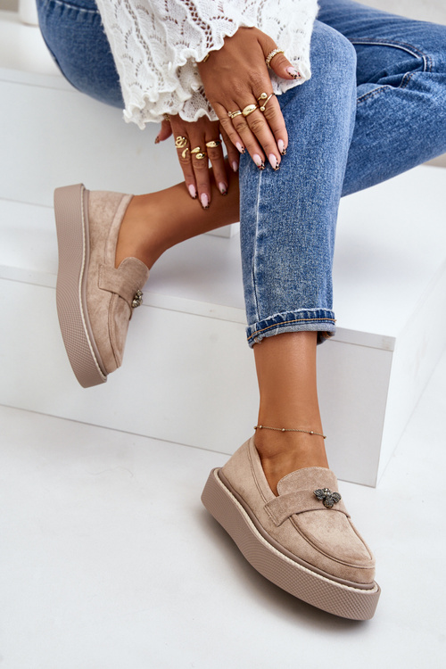 Womens Moccasins On Platform Beige Erithine