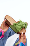Women's Cork Platform Sandals with Bow Green Tarena