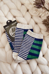 Women's classic socks with stripes and stripes Green