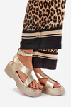 Women's Sandals On Platform And Wedge Eco Leather Gold Tenzorus