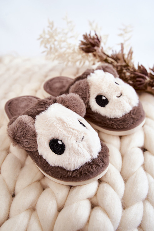 Papcie Dziecięce Futrzane Wsuwane Brązowe Alize