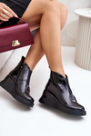 Lacquered Wedge Ankle Boots Insulated D&A MR880-136 Black