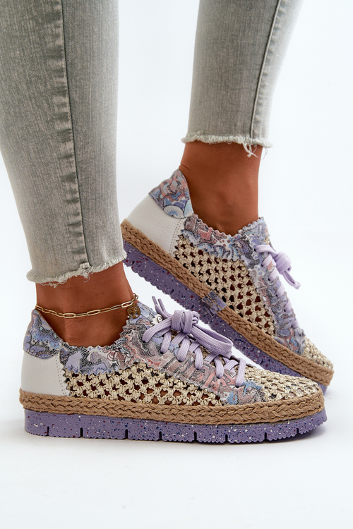 Półbuty Skóra Naturalna Damskie Maciejka Fioletowe 05897-05