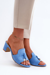 Women's Blue High Heel Sandals in Faux Suede Jemenna
